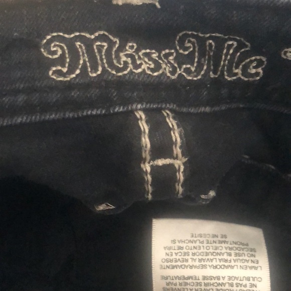 Miss Me Bling Jeans 27X32”Dark Denim Stretch Boot Cut Embellished Back Pockets - Picture 7 of 9